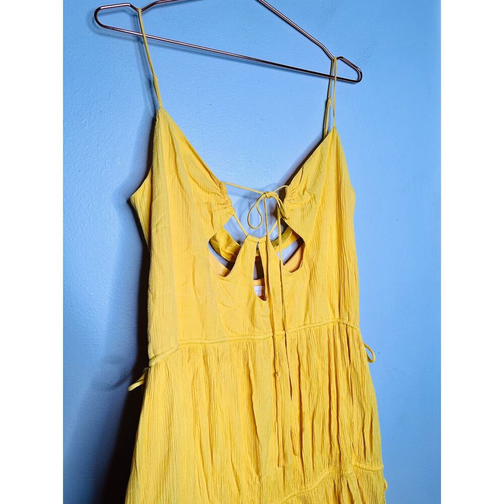 JONATHAN SIMKHAI Daffodil Lina Lightweight Crinkle Teardrop Cutout Maxi Dress L - Picture 9 of 16